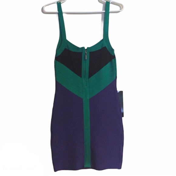 Bebe Crossfront Color Block Bandage Dress Size XS - Picture 3 of 3